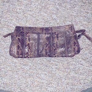 Faux snakeskin clutch